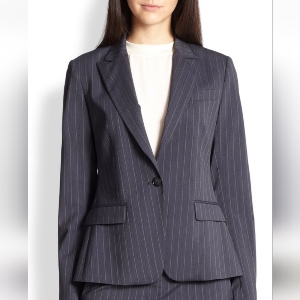 Theory Gabe Wool Pinstripe Blazer, Charcoal sz 6